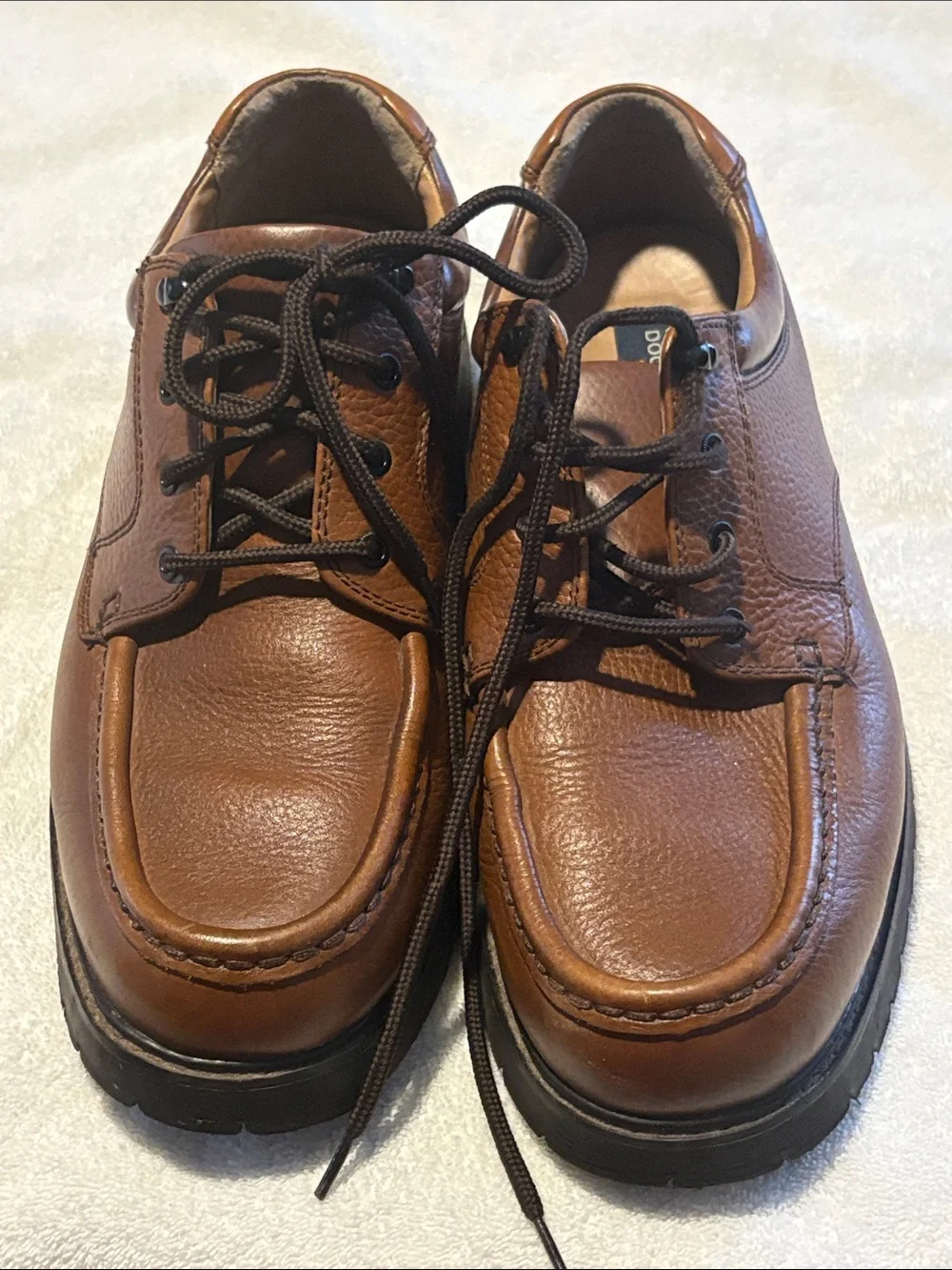 Dockers Men’s Tan Leather Boat Shoes with Black Laces